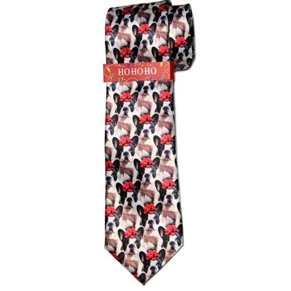 Ho Ho Ho Christmas Holiday Tie French Bulldog - Picture 1 of 2